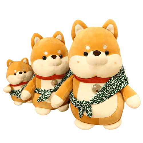 Peluche Shiba Inu trois jaune blanc