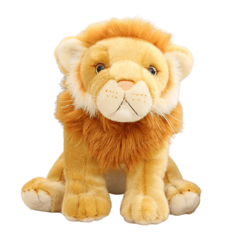Peluche Lion Jaune Assis De Face Crinière Rousse