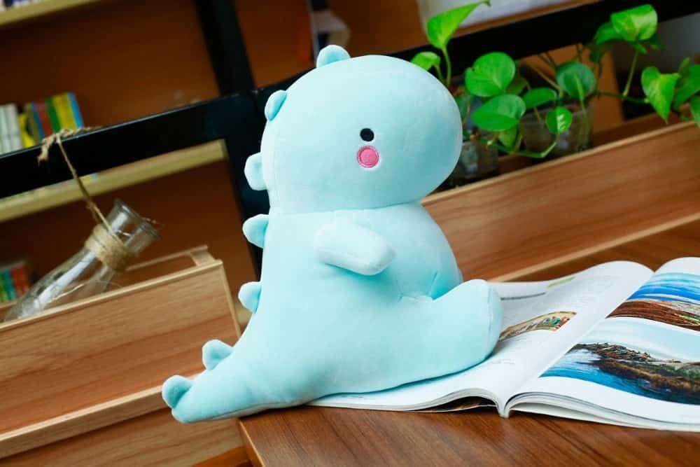 Peluche Dinosaure Bleu Assis Livre Mignon