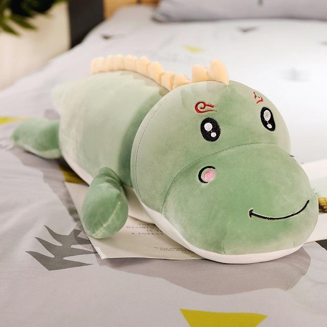 Peluche Dinosaure Crocodile Vert Yeux Ouverts