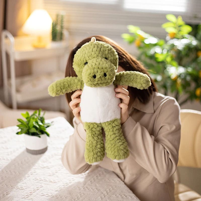 Peluche Tressée Dinosaure Vert Mains