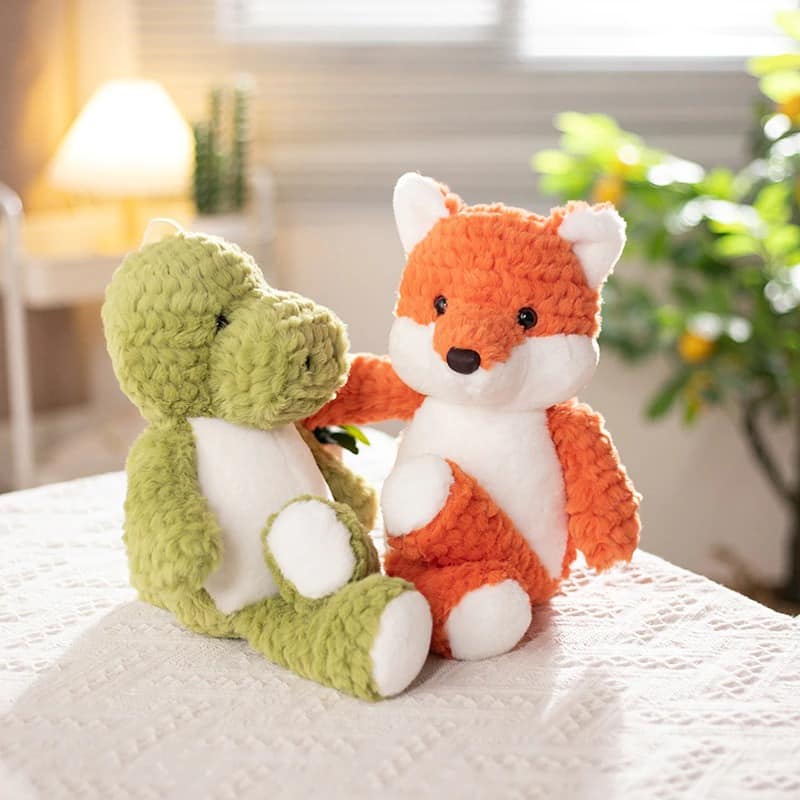 Peluche Tressée Dinosaure Vert Ami Renard