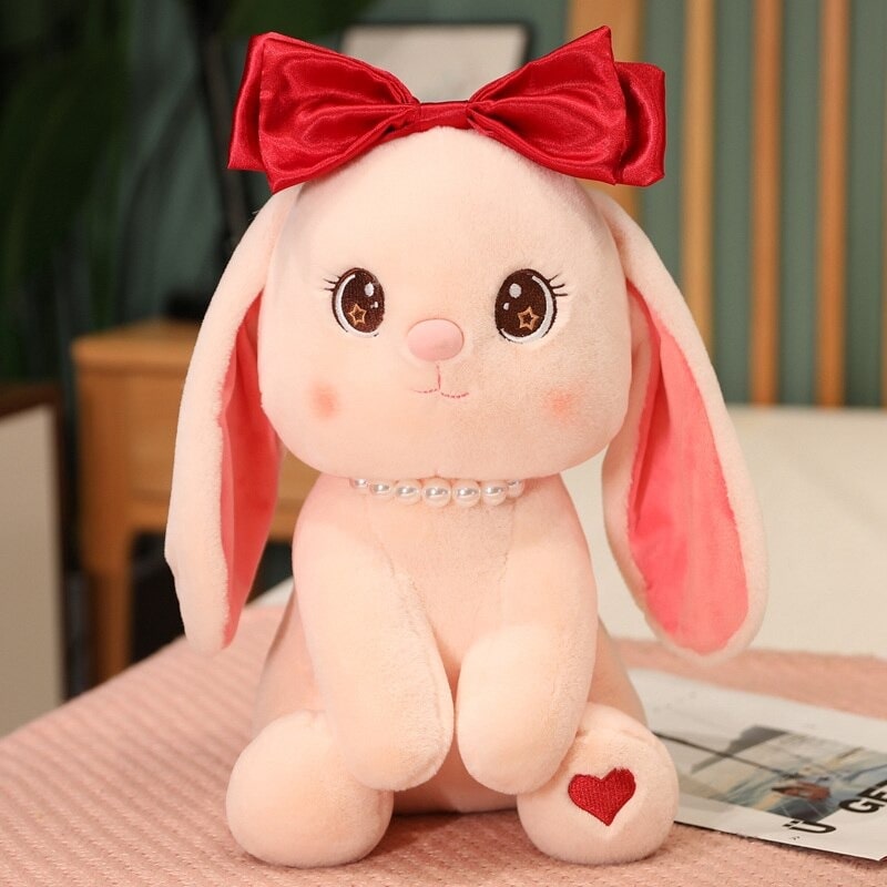 Doudou Lapin Gros Yeux Rose