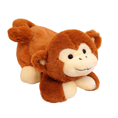 Peluche Singe Couché Marron Roux