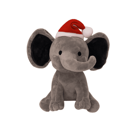 Peluche Éléphant Noël Gris Bonnet