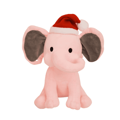 Peluche Éléphant Noël Rose Grosse Oreilles 