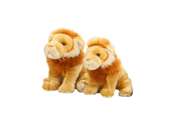 Peluche Lion Jaune En Duo Crinière Rousse