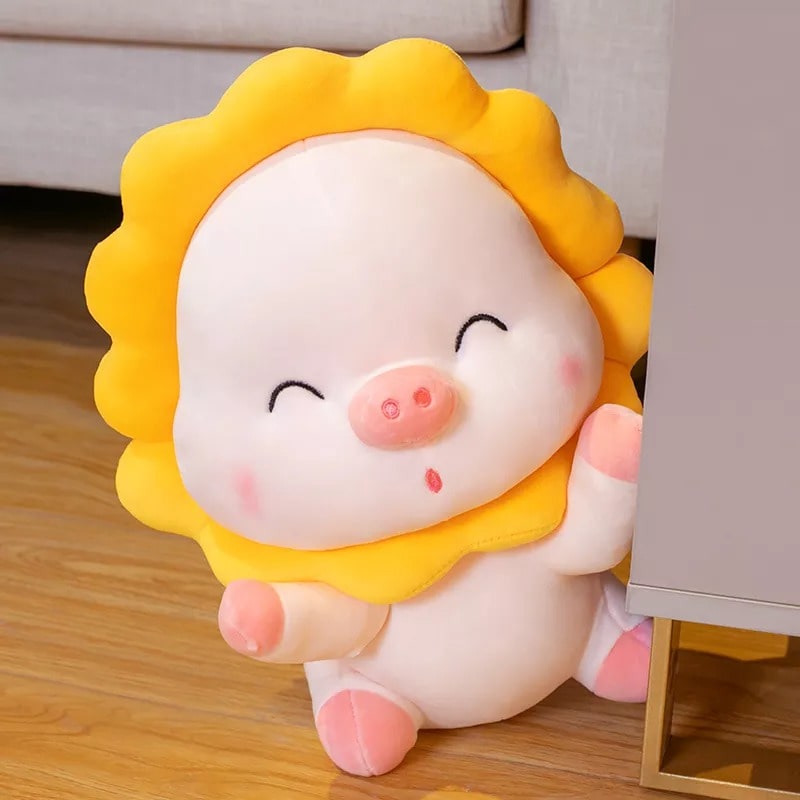 Peluche Cochon Rose Fleur