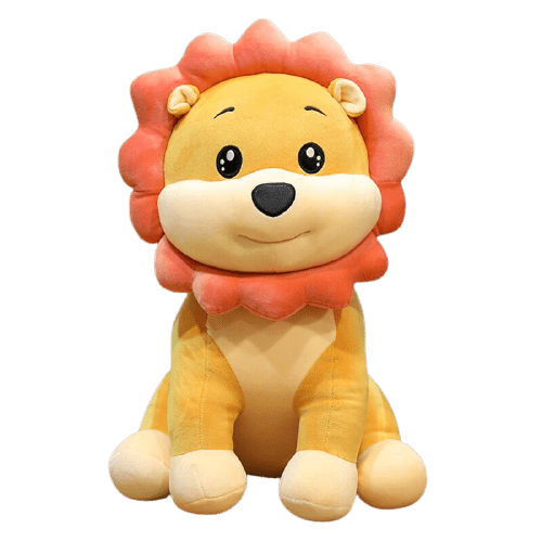 Peluche Lion Mignon Orange Assis