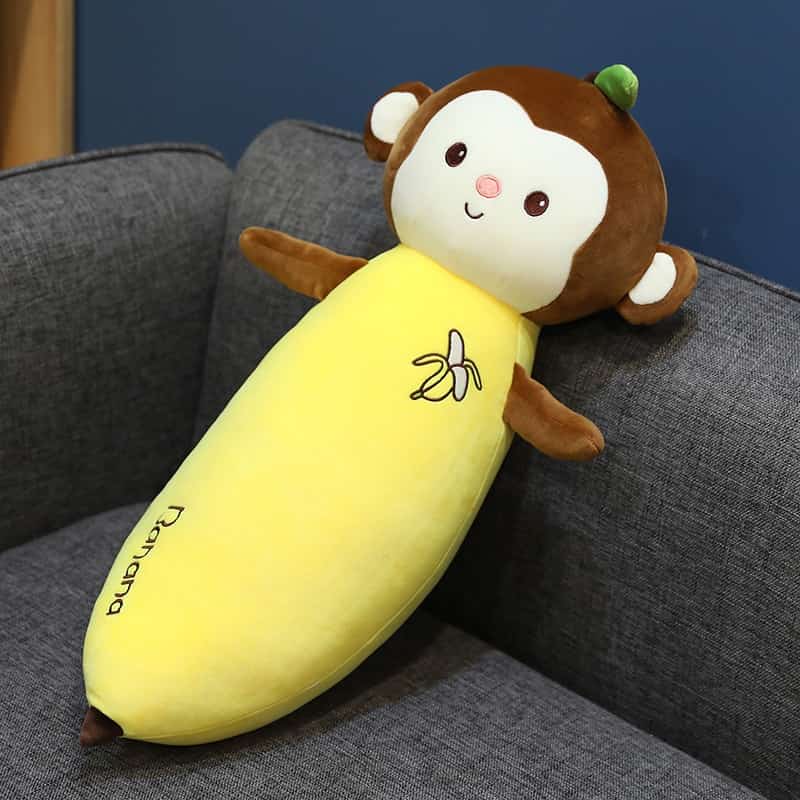 Adorable Peluche Singe Banane Jaune 