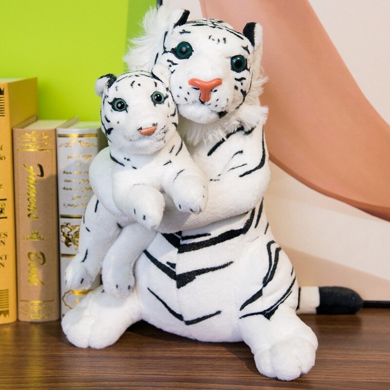 Doudou Tigre Blanc Et Son Bébé 