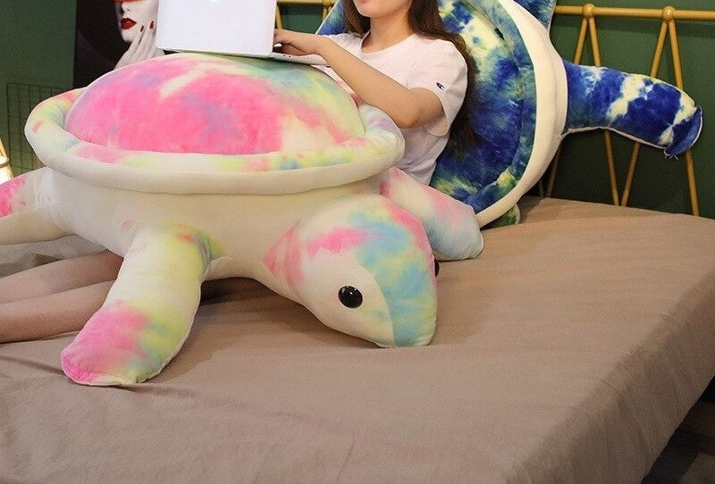 Peluche Tortue Multicolore Coton Couché Lit 